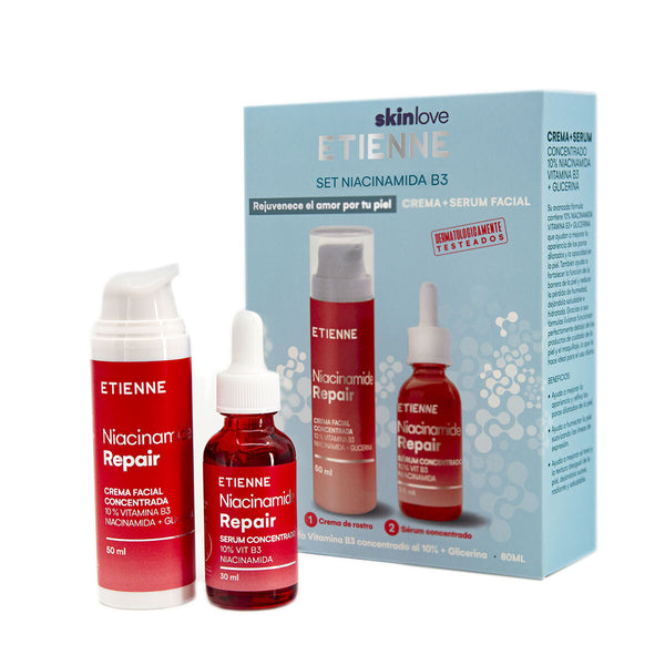 Set Crema + Serum Facial Niacinamida Repair Vit B3 Etienne