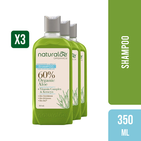 Pack 3 Shampoo Naturaloe Hidratación y brillo 350 ml