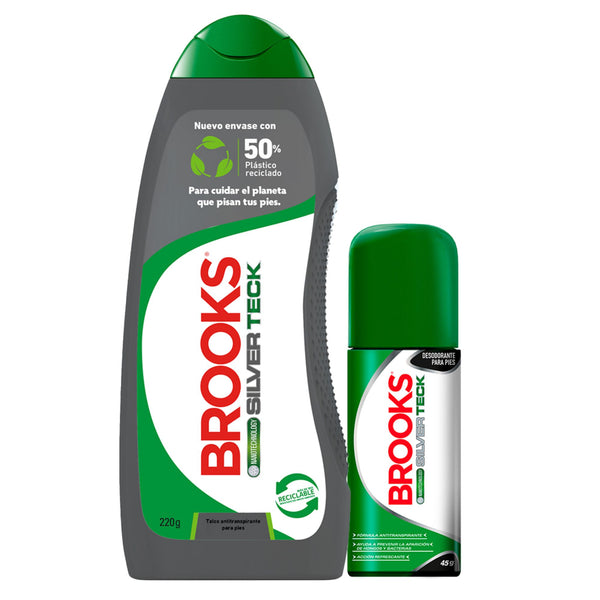 Pack Talco Brooks Silver Teck 220 grs + Spray 45 Ml