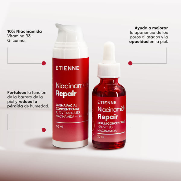 Set Crema + Serum Facial Niacinamida Repair Vit B3 Etienne