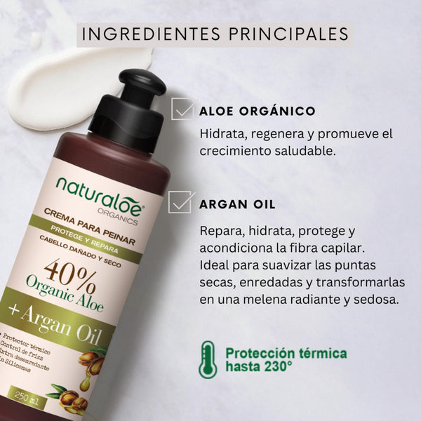 Crema de Peinar Naturaloe Hidratación & Brillo 250mL