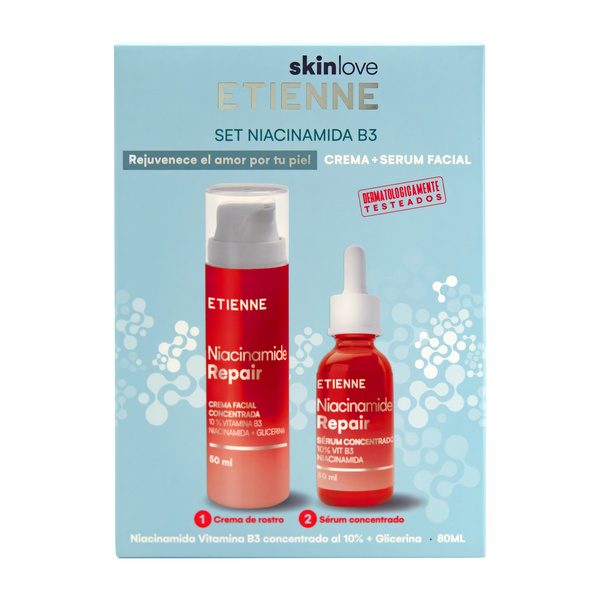 Set Crema + Serum Facial Niacinamida Repair Vit B3 Etienne