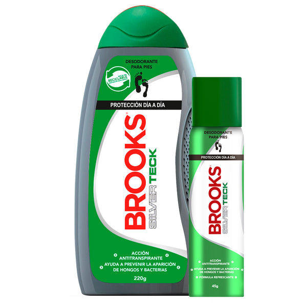 Pack Talco Brooks Silver Teck 220 grs + Spray 45 Ml