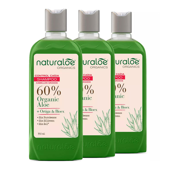 Pack 3 Shampoo Naturaloe Control Caida Graso 350 ml